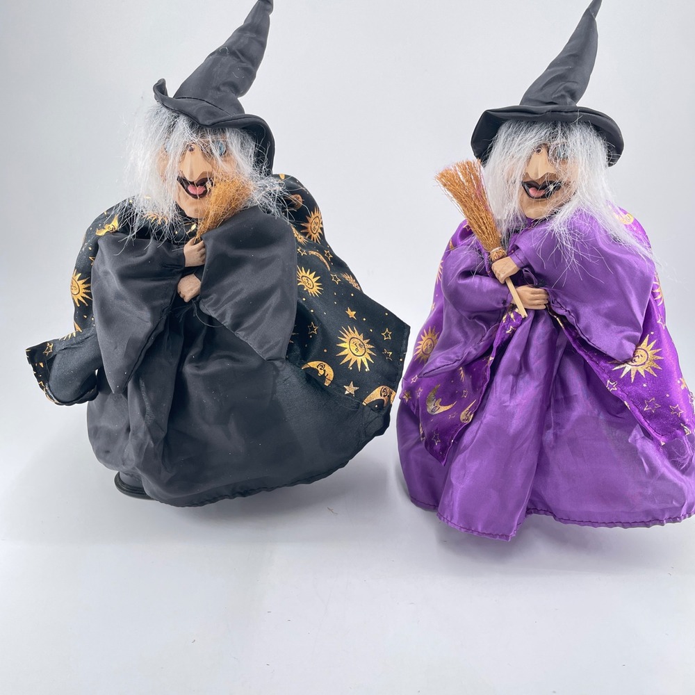 Pair Ganz Running Witch Animated Halloween Black Purple Celestial Robe WORKS